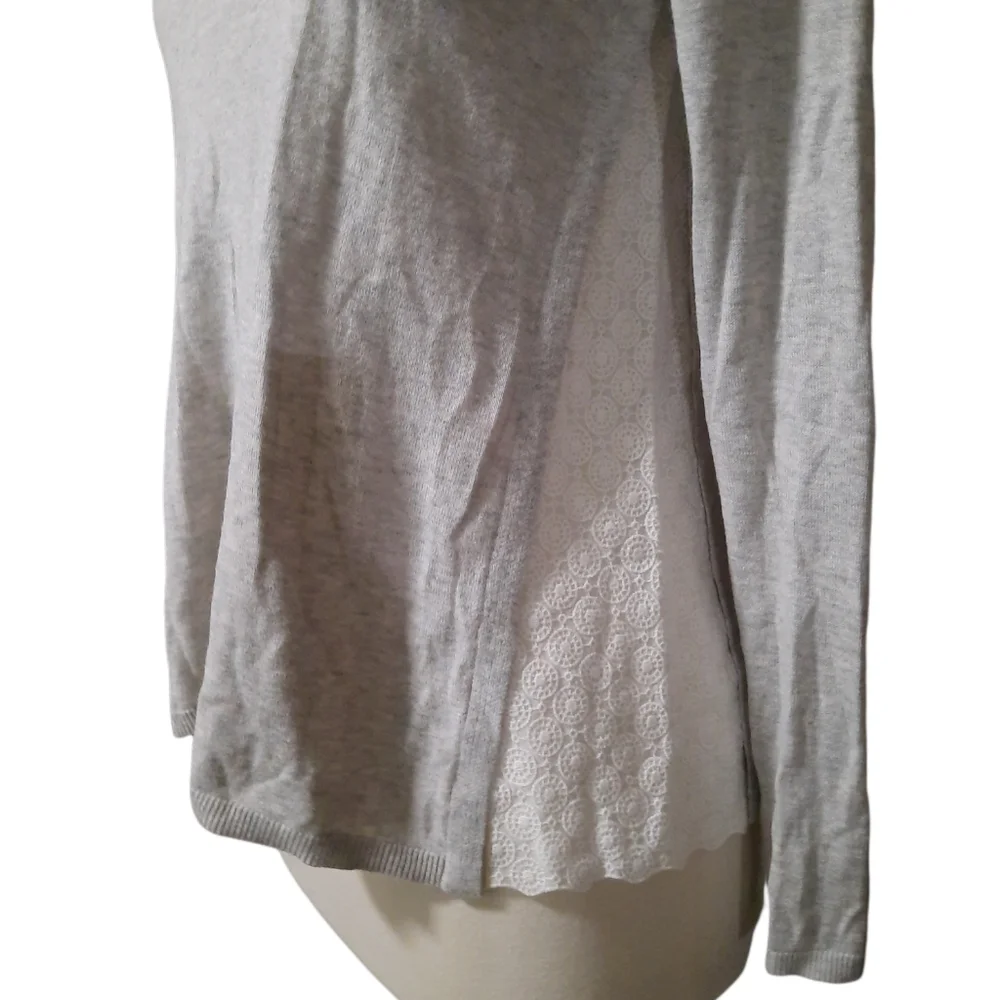 Loft XS Long Sleeve Top Shirt Blouse Lace Cotton Silk sustainable essent…